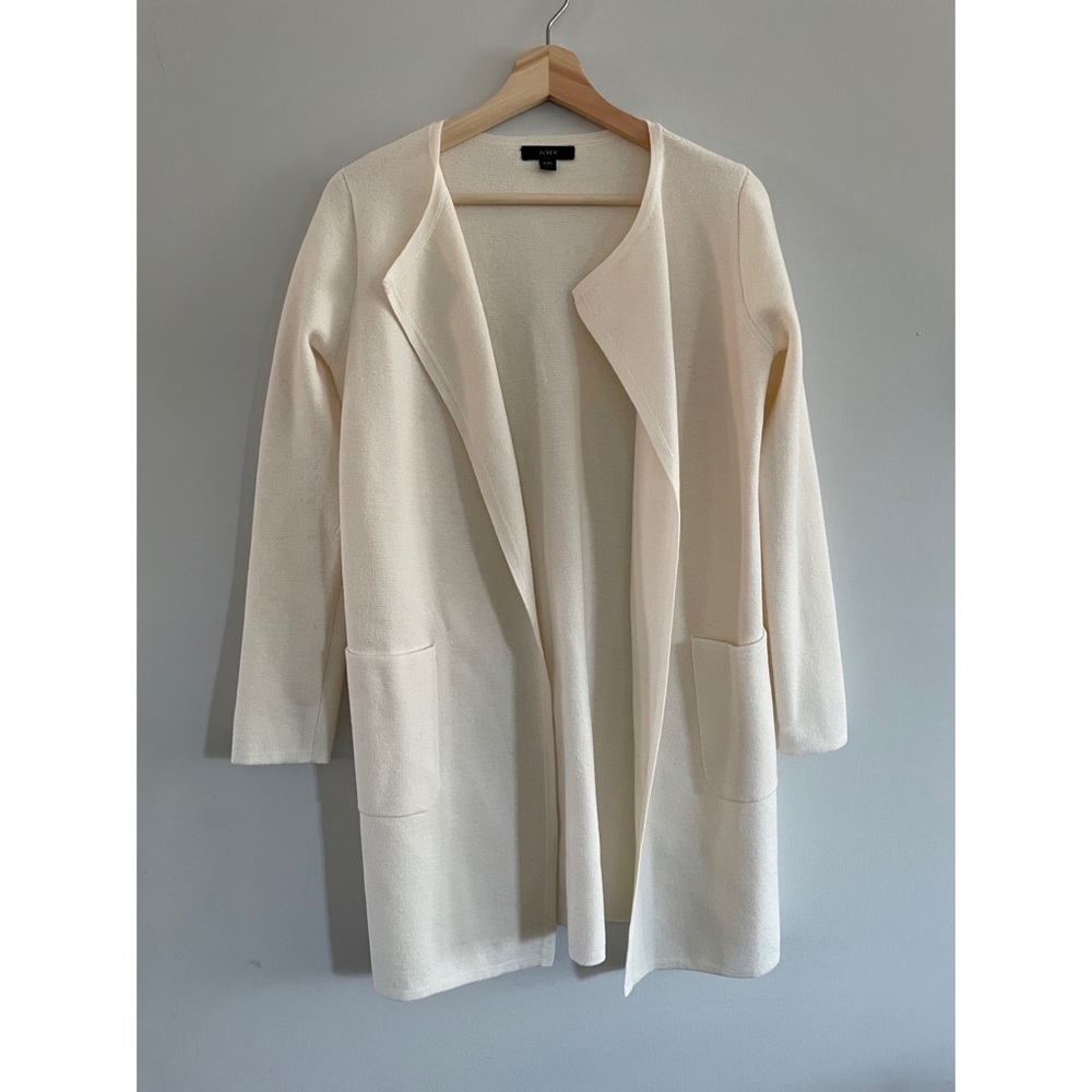 J.Crew Juliette Collarless Sweater Blazer in Ivory